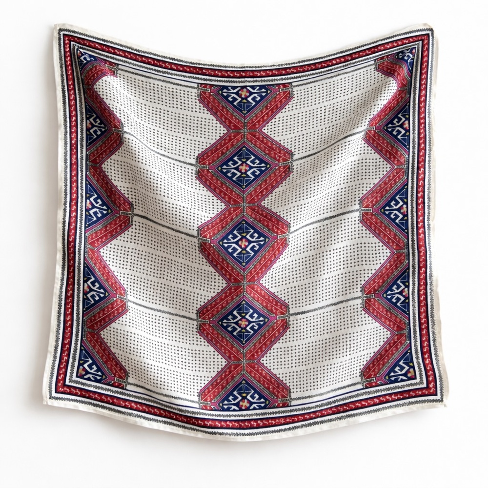 Juliska Red and Blue Geometric Scarf